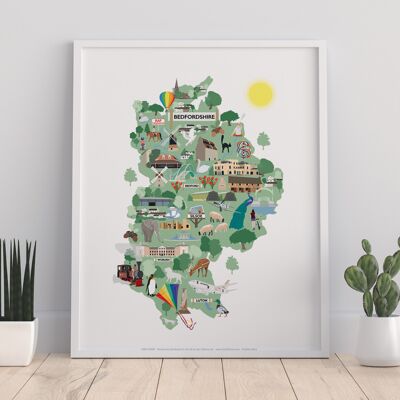 Mapa de Bedfordshire por la artista Tabitha Mary - Impresión de arte I