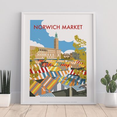 Mercado de Norwich por el artista Dave Thompson - Impresión de arte premium I