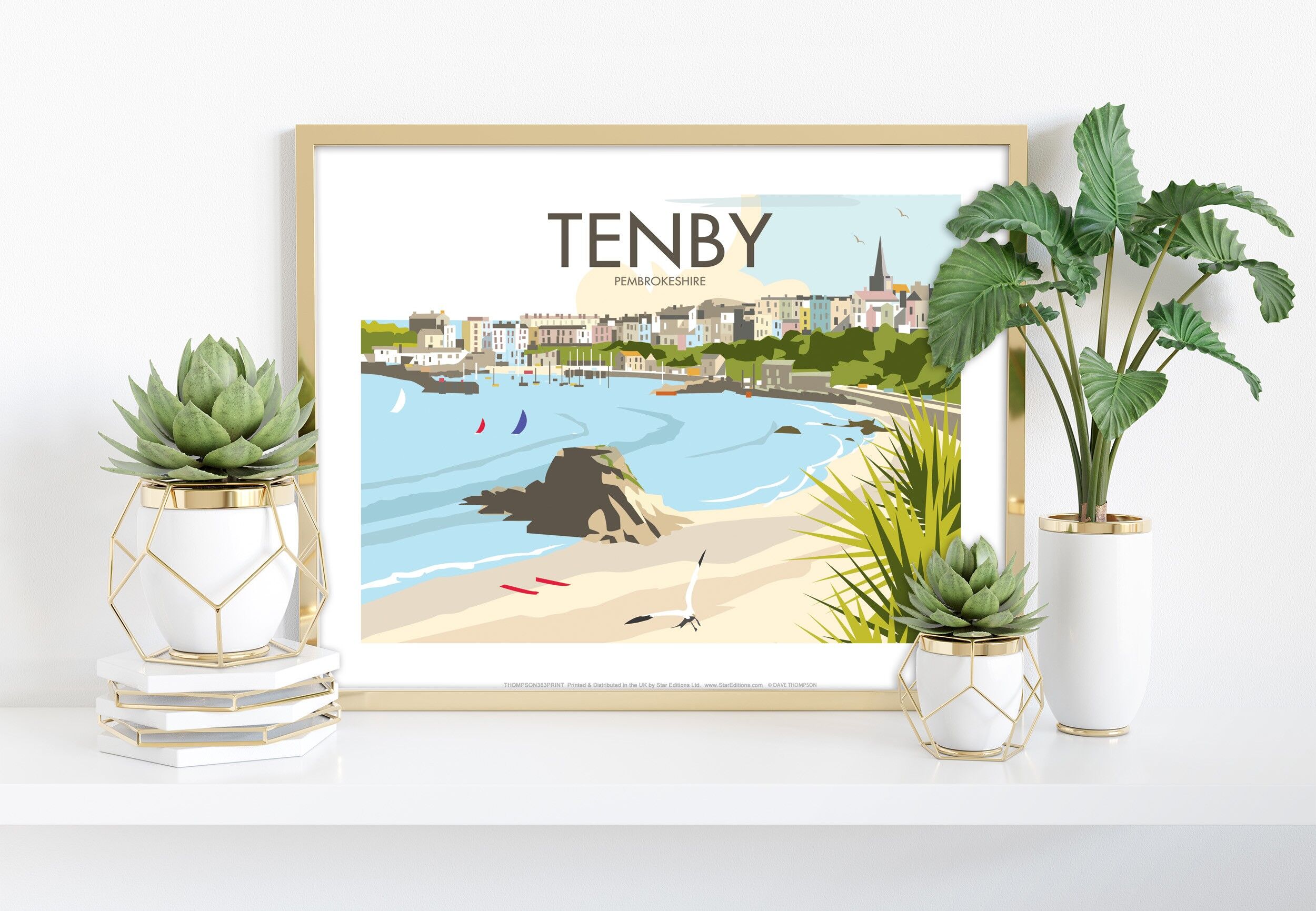 Tenby dell'artista Dave Thompson - Stampa artistica premium 11 x 14" V