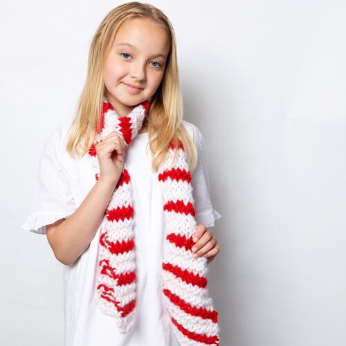 Children’s Christmas Candy Cane Scarf Knitting Kit