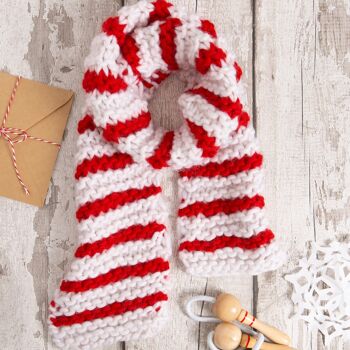 Kit de tricot écharpe en sucre d'orge de Noël pour enfants 2