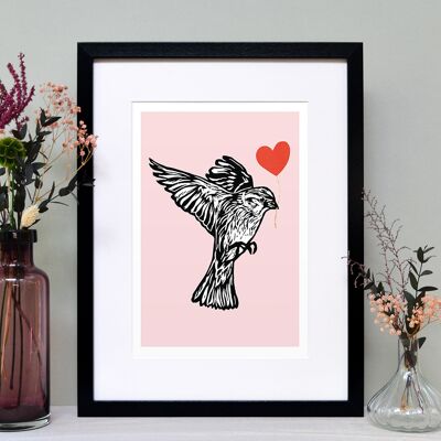 Hedge Sparrow Feathered Friends A4 Art Print