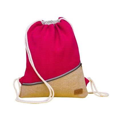 "The Mooch" Drawstring Backpack - Berry Red