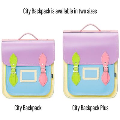 Handgemachter City-Rucksack aus Leder - Pastell Kaleidoskop - Plus