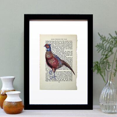 Pheasant Vintage Book Page A4 Art Print