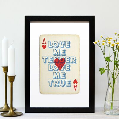 Love Me Tender A4 Playing Card Print