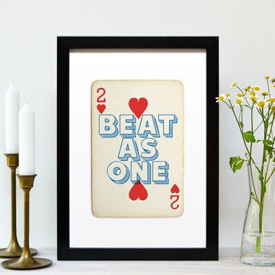 Two Hearts Beat As One A4 Playing Card Print