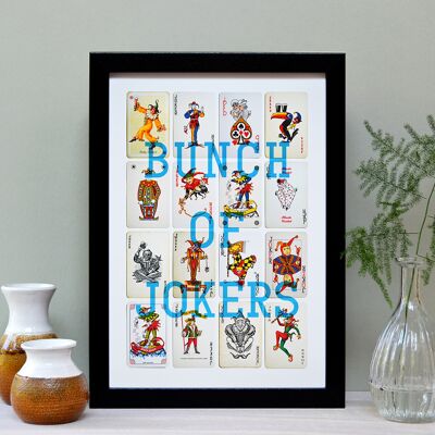 Bunch Of Jokers A4 Stampa di carte da gioco - Blu