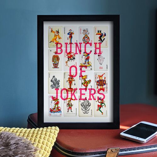 Bunch Of Jokers A4 Playing Card Print - Pink