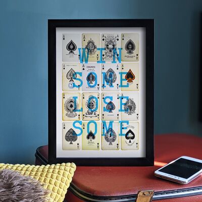 Win Some Lose Some A4 Playing Card Print - Blue