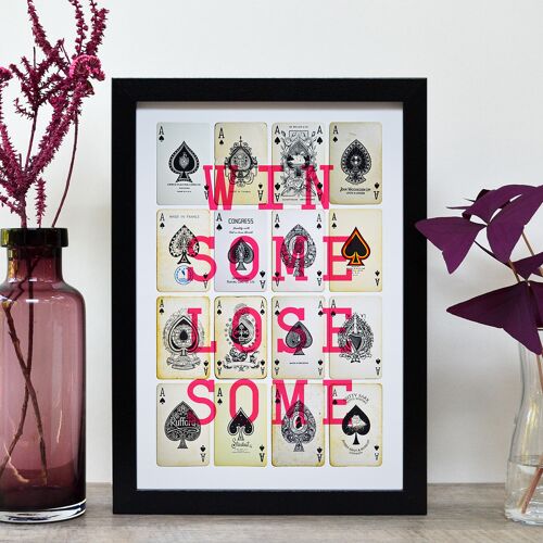 Win Some Lose Some A4 Playing Card Print - Pink
