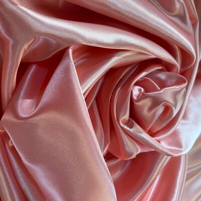 SATIN POLYESTER ROSE SHINY 100% POLYESTER - coupon de 1 mètre 50