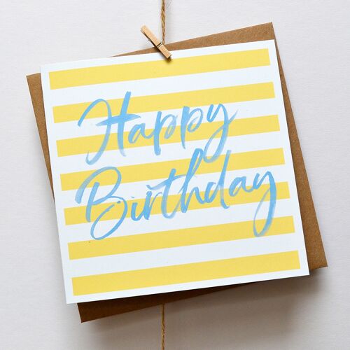 Happy Birthday Yellow Breton Stripe Card
