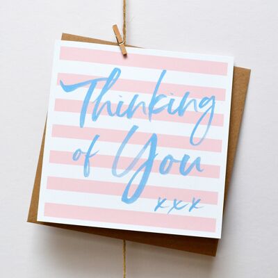 Thinking Of You Pink Breton Stripe Card