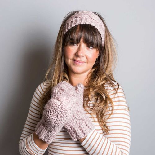 Cable Mittens and Headband Intermediate Knitting Kit