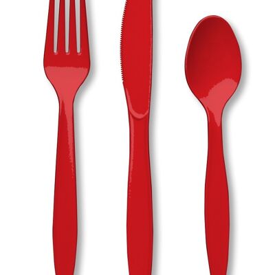 Plastic Premium Cutlery Classic Red Assorted