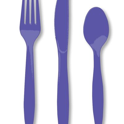 Plastic Premium Cutlery Purple Assorted