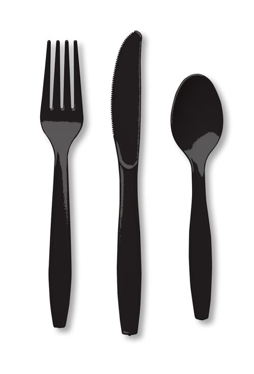 Plastic Premium Cutlery Black Velvet Assorted