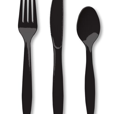 Plastic Premium Cutlery Black Velvet Assorted