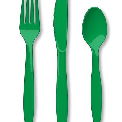 Plastic Premium Cutlery Emerald Green Assorted