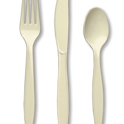 Plastic Premium Cutlery Ivory Assorted