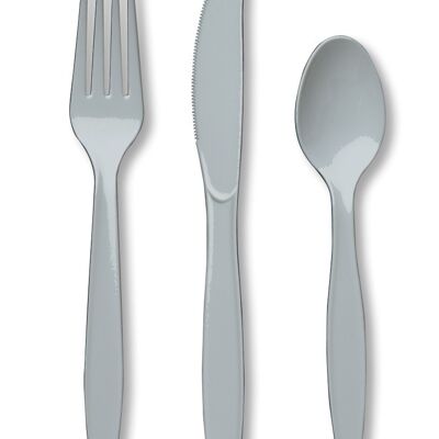 Plastic Premium Cutlery Shimmering Silver Assorted
