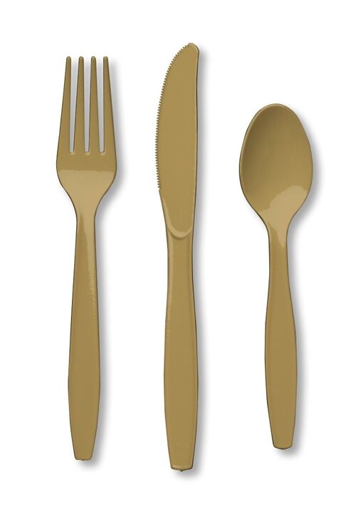Plastic Premium Cutlery Glittering Gold Assorted
