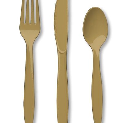 Plastic Premium Cutlery Glittering Gold Assorted