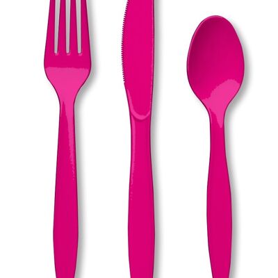 Plastic Premium Cutlery Hot Magenta Assorted