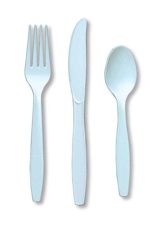 Plastic Premium Cutlery Pastel Blue Assorted