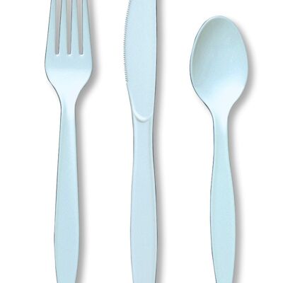 Plastic Premium Cutlery Pastel Blue Assorted