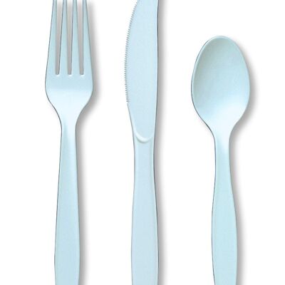 Plastic Premium Cutlery Pastel Blue Assorted