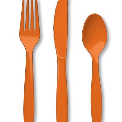 Plastic Premium Cutlery Sunkissed Orange Assorted
