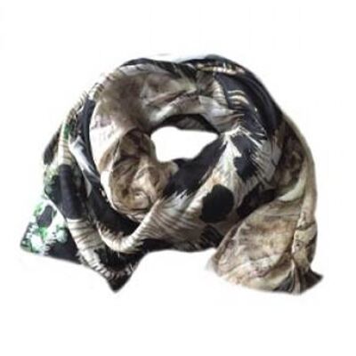 Bufanda -ZEBRA- Estampado Blanco / Verde-SILK
