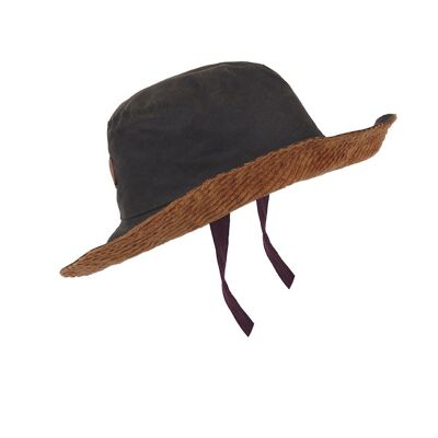 Reversible gingham & bone beach hat