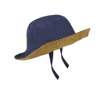 Navy & mustard rain hat