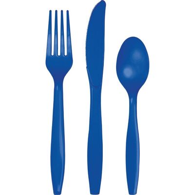 Plastic Premium Cutlery Cobalt Blue Assorted