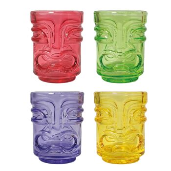 Bar Bespoke Lot de 4 verres à liqueur Tiki colorés 2