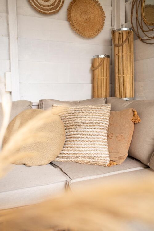 Jute Cushion Striped Natural/Ecru Sierkussen