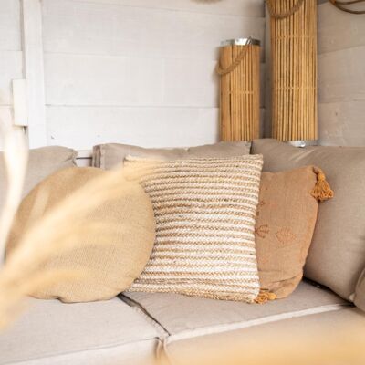 Jute Cushion Striped Natural/Ecru Decorative Cushion