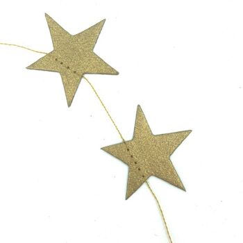 set de cartes de vœux durables + guirlande d'étoiles L 1,15 cm - or - carte de Noël - papier 100% écologique - fait main au Népal - carte de vœux avec galande d'étoiles dorées 2