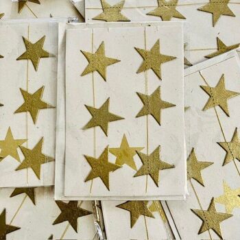 set de cartes de vœux durables + guirlande d'étoiles L 1,15 cm - or - carte de Noël - papier 100% écologique - fait main au Népal - carte de vœux avec galande d'étoiles dorées 5