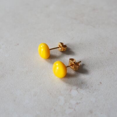 Boucles d'oreilles - Mini puces d'oreilles jaunes