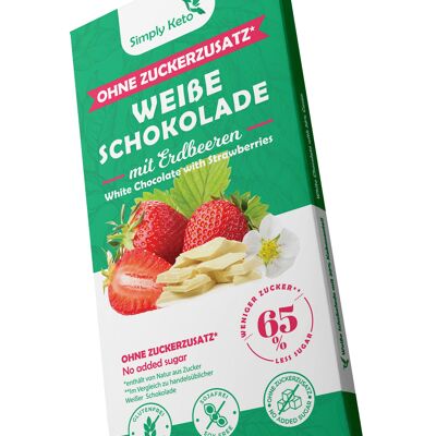 Zuckerreduzierte Weiße Schokolade mit Erdbeeren | 30% Kakao