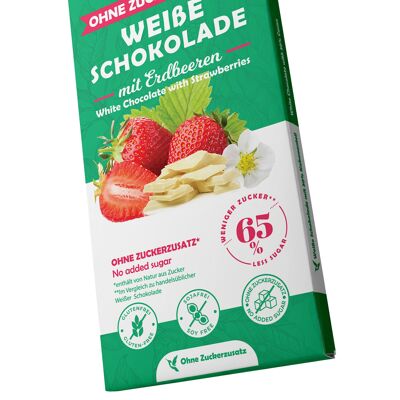 Sugar-reduced white chocolate with strawberries | 30% cocoa