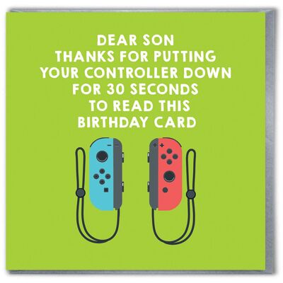 Funny Son Birthday Card - Son Gaming Pink