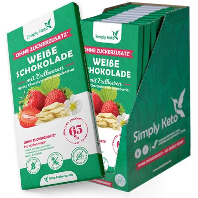 Zuckerreduzierte Weiße Schokolade mit Erdbeeren | 30% Kakao | 12er Pack