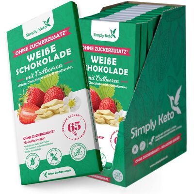 Sugar-reduced white chocolate with strawberries | 30% cocoa | 12 pack