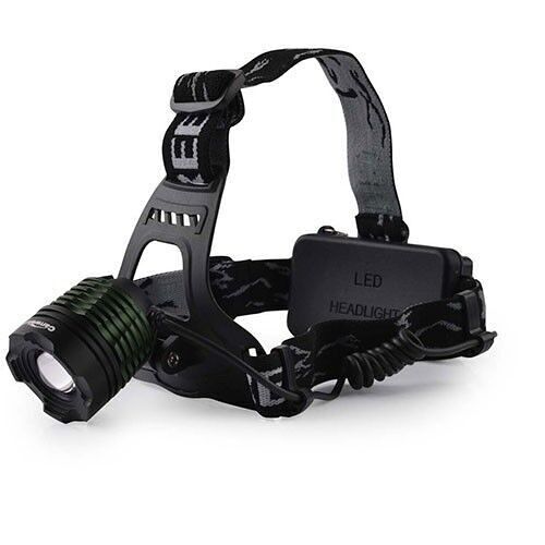 Luz frontal LED recargable con zoom y cinta ajustable a la cabeza para camping, pesca, escalada - TM Electron