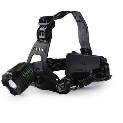 Rechargeable LED headlamp with zoom and adjustable head strap for camping, fishing, climbing - TM Electron